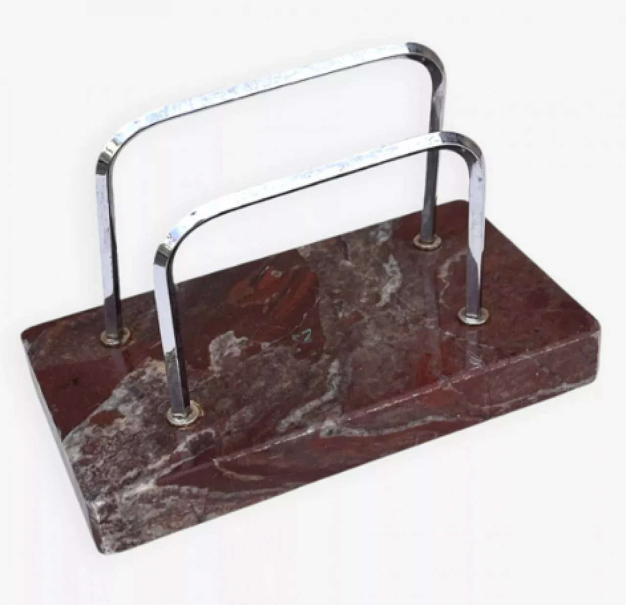 Polish Art Deco marble and steel letter holder, 1930s 1