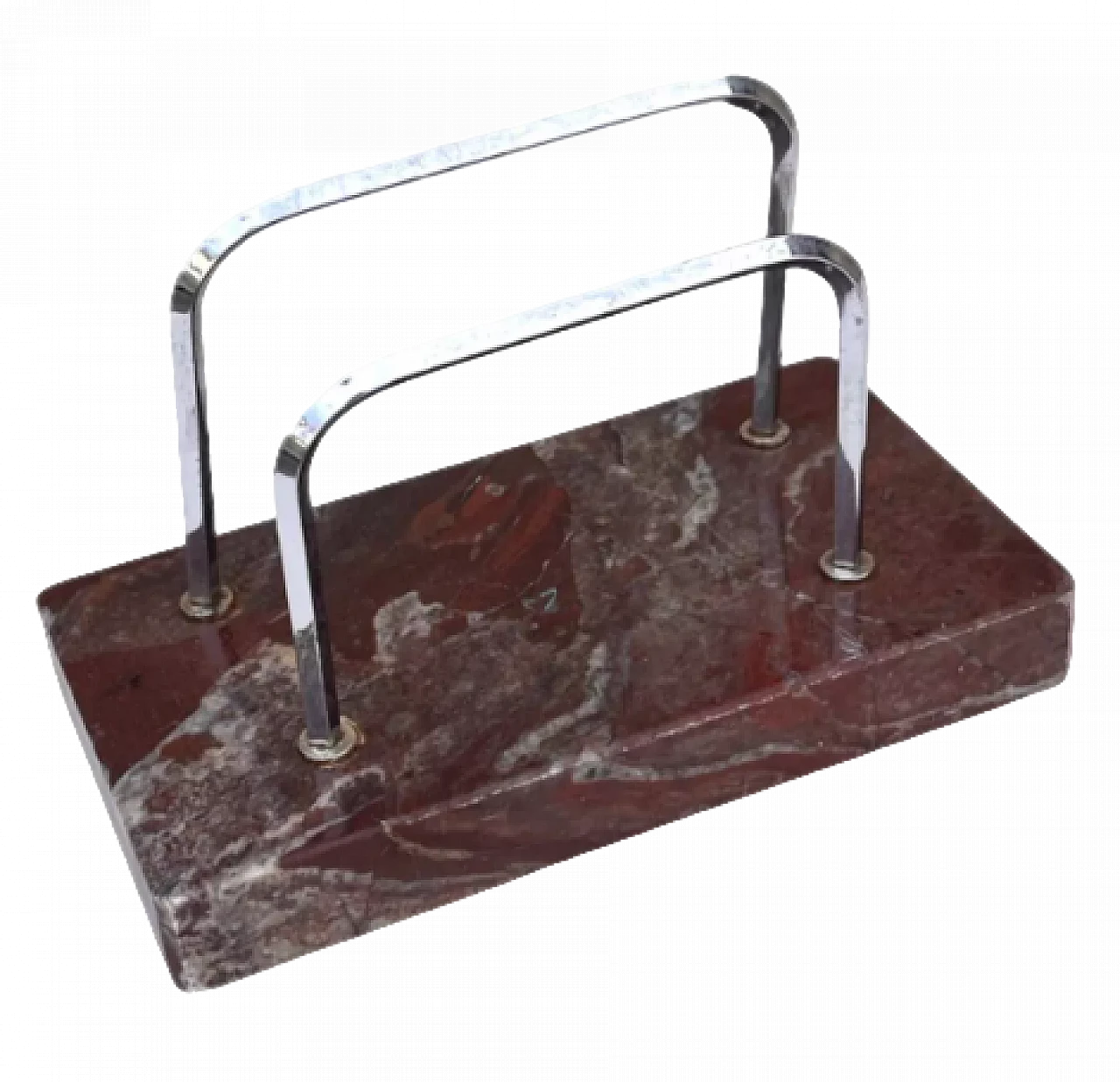 Polish Art Deco marble and steel letter holder, 1930s 2