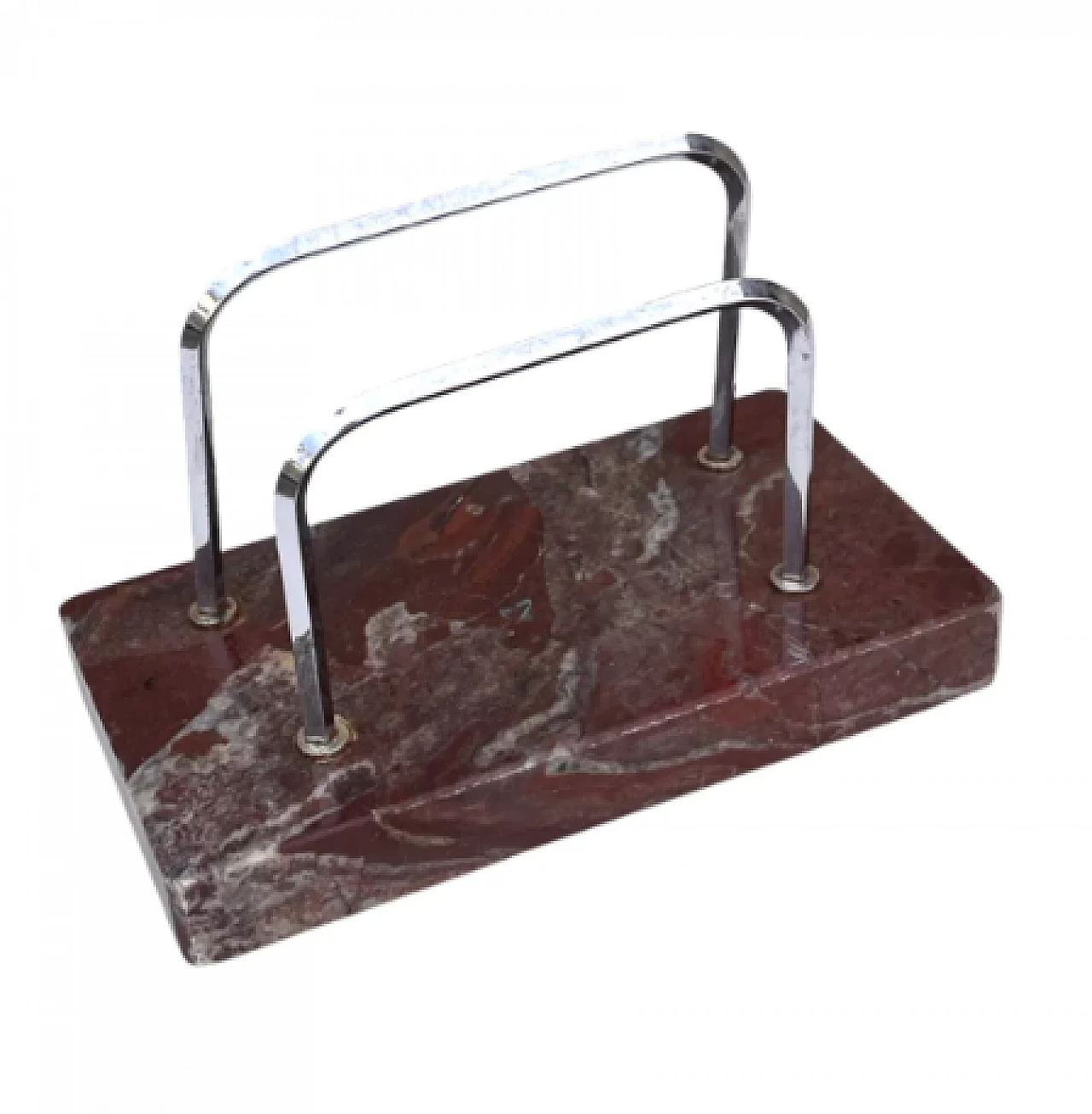 Polish Art Deco marble and steel letter holder, 1930s 3