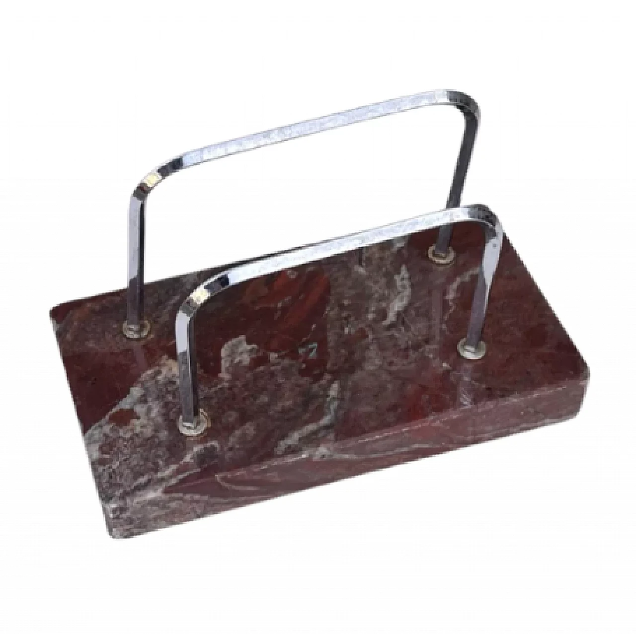 Polish Art Deco marble and steel letter holder, 1930s 4