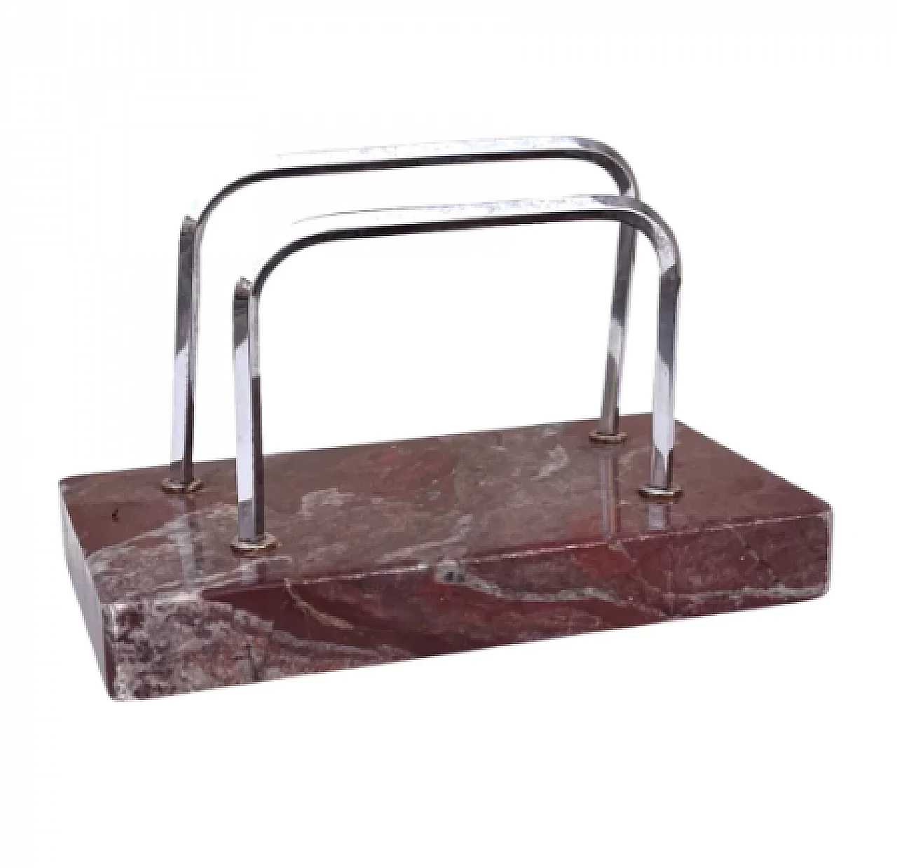 Polish Art Deco marble and steel letter holder, 1930s 5