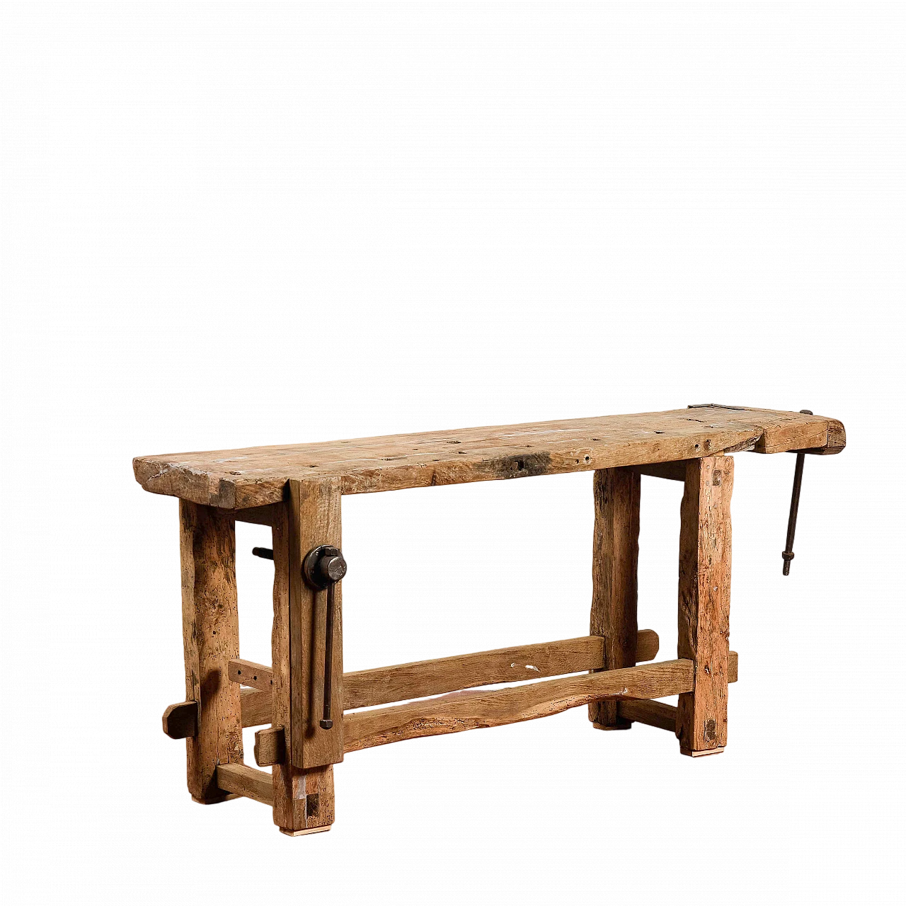 Wood and iron carpenter's bench with vise, late 19th century 2