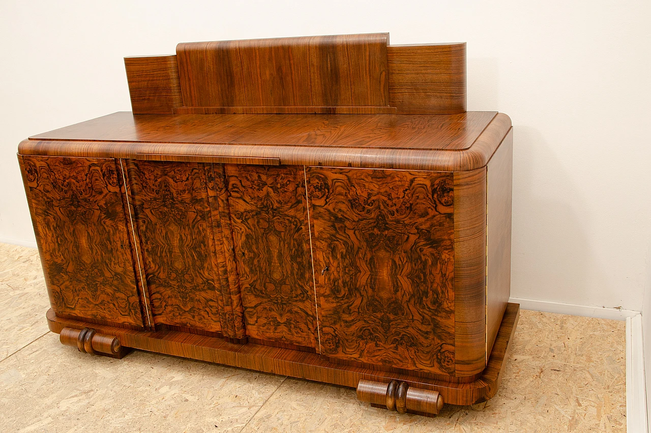 Credenza Art Deco in legno massello impiallacciato in noce, anni '30 6