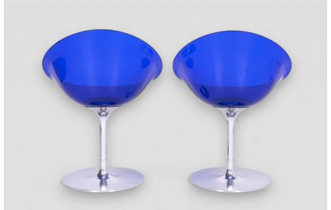 Coppia di Sedie Eros blu girevoli di P. Starck per Kartell, anni '90 5