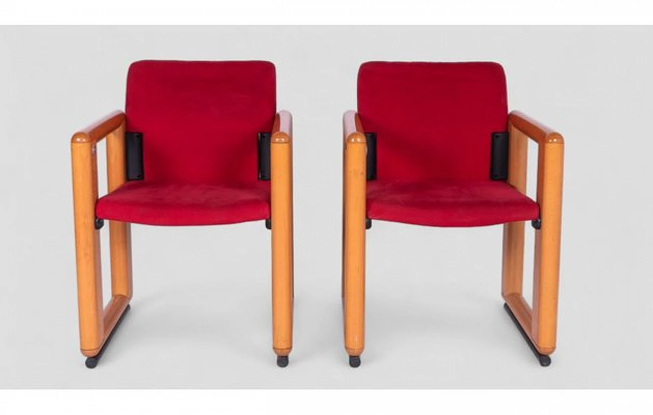 6 Roota armchairs in red by F. Buzzati & E. Rocchi for Deko, 1970s 3