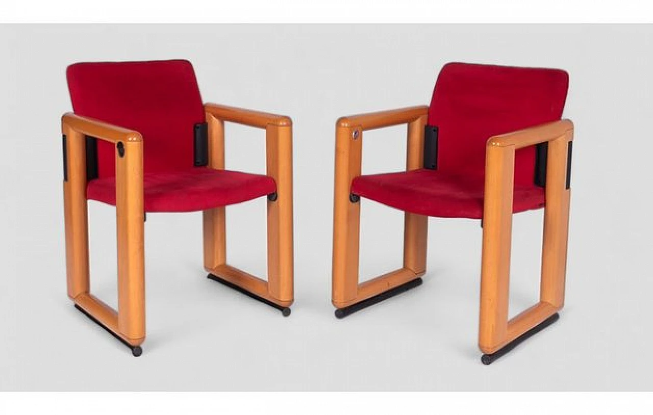 6 Roota armchairs in red by F. Buzzati & E. Rocchi for Deko, 1970s 4