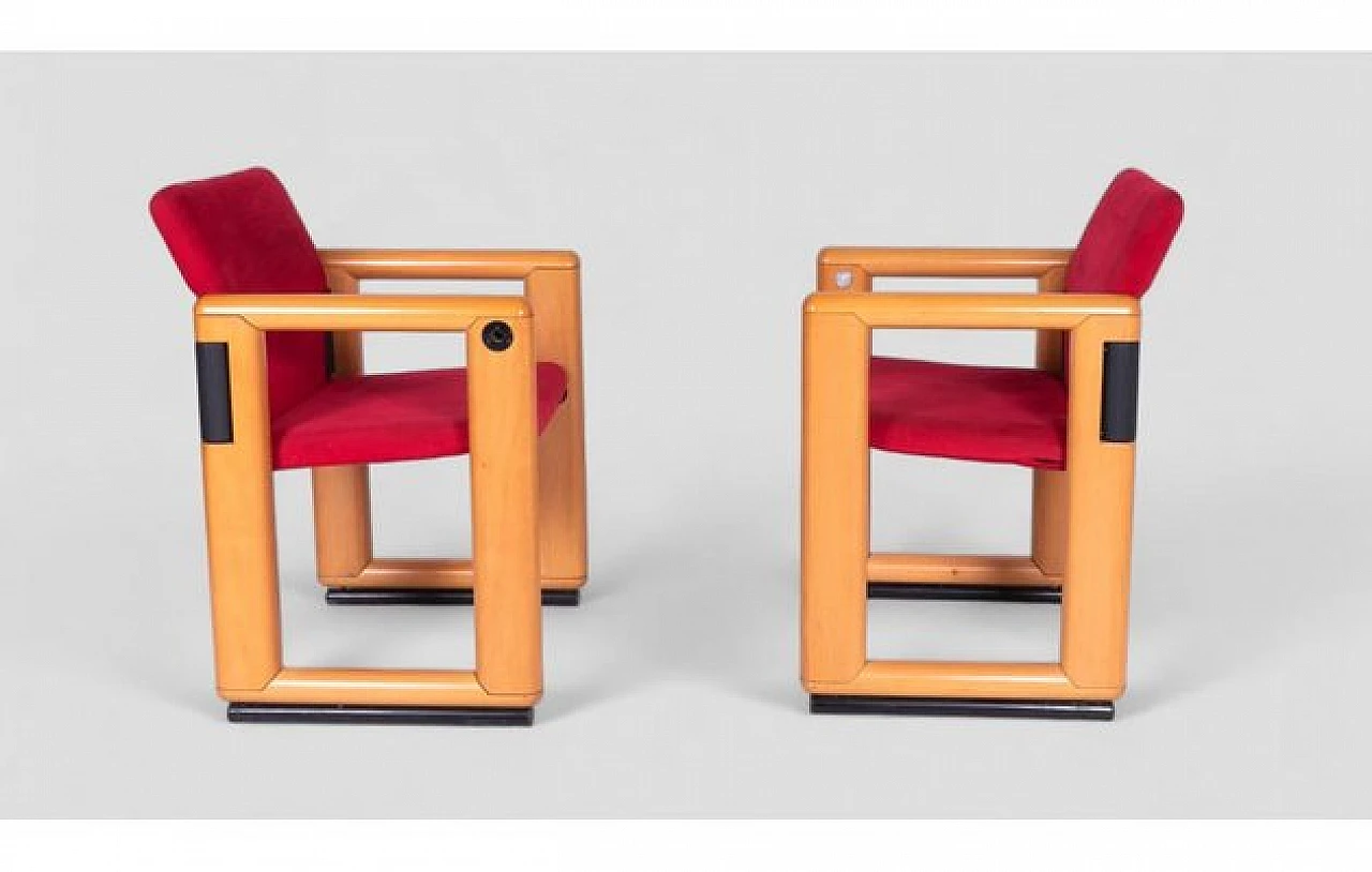 6 Roota armchairs in red by F. Buzzati & E. Rocchi for Deko, 1970s 5