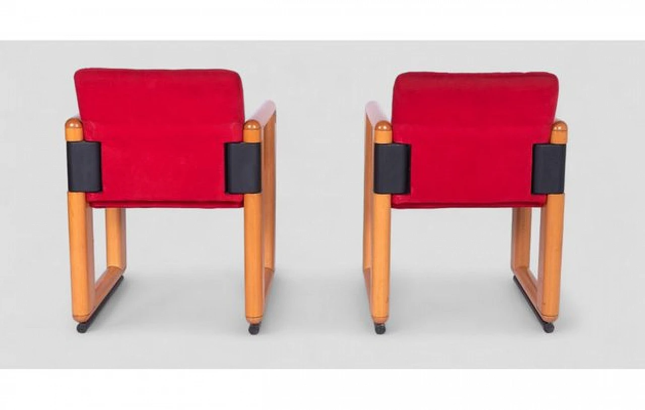 6 Roota armchairs in red by F. Buzzati & E. Rocchi for Deko, 1970s 6