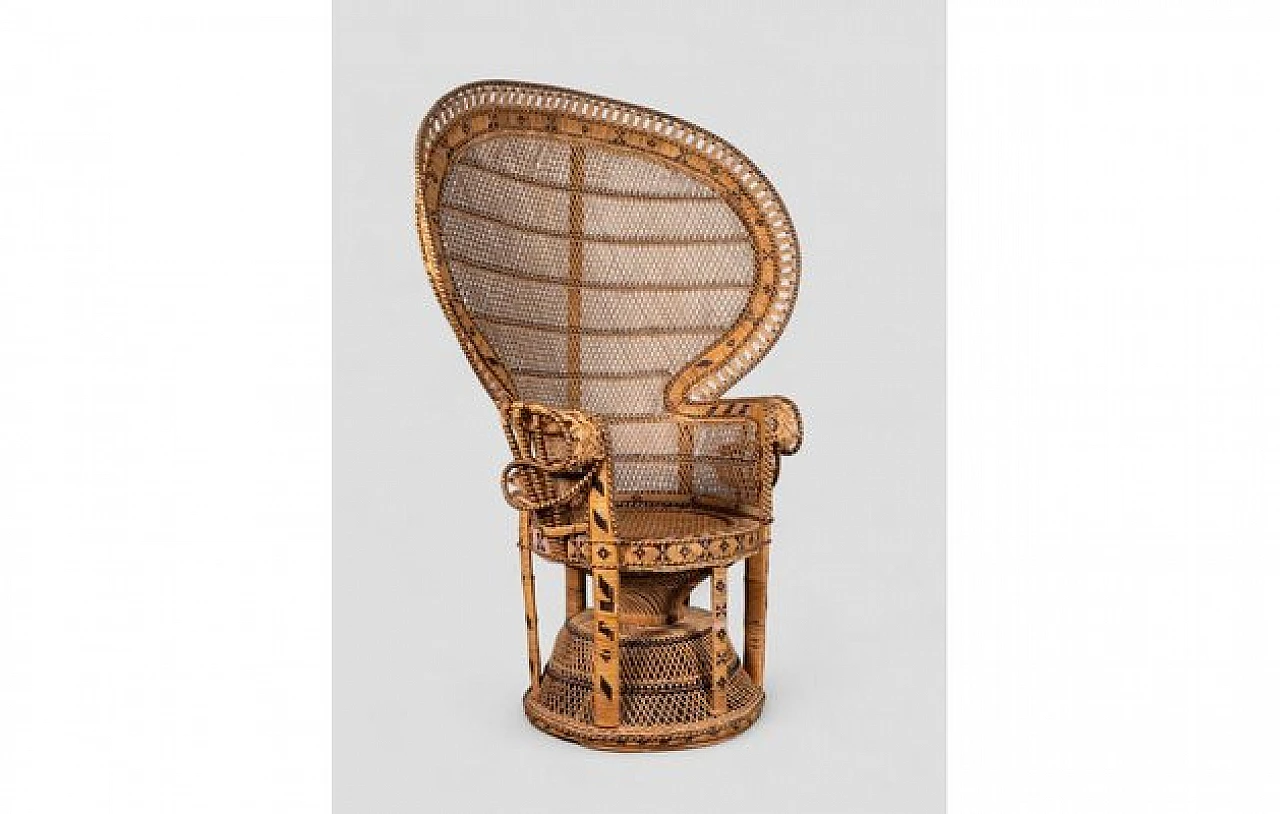 Wicker Peacock armchair, 1970s 3