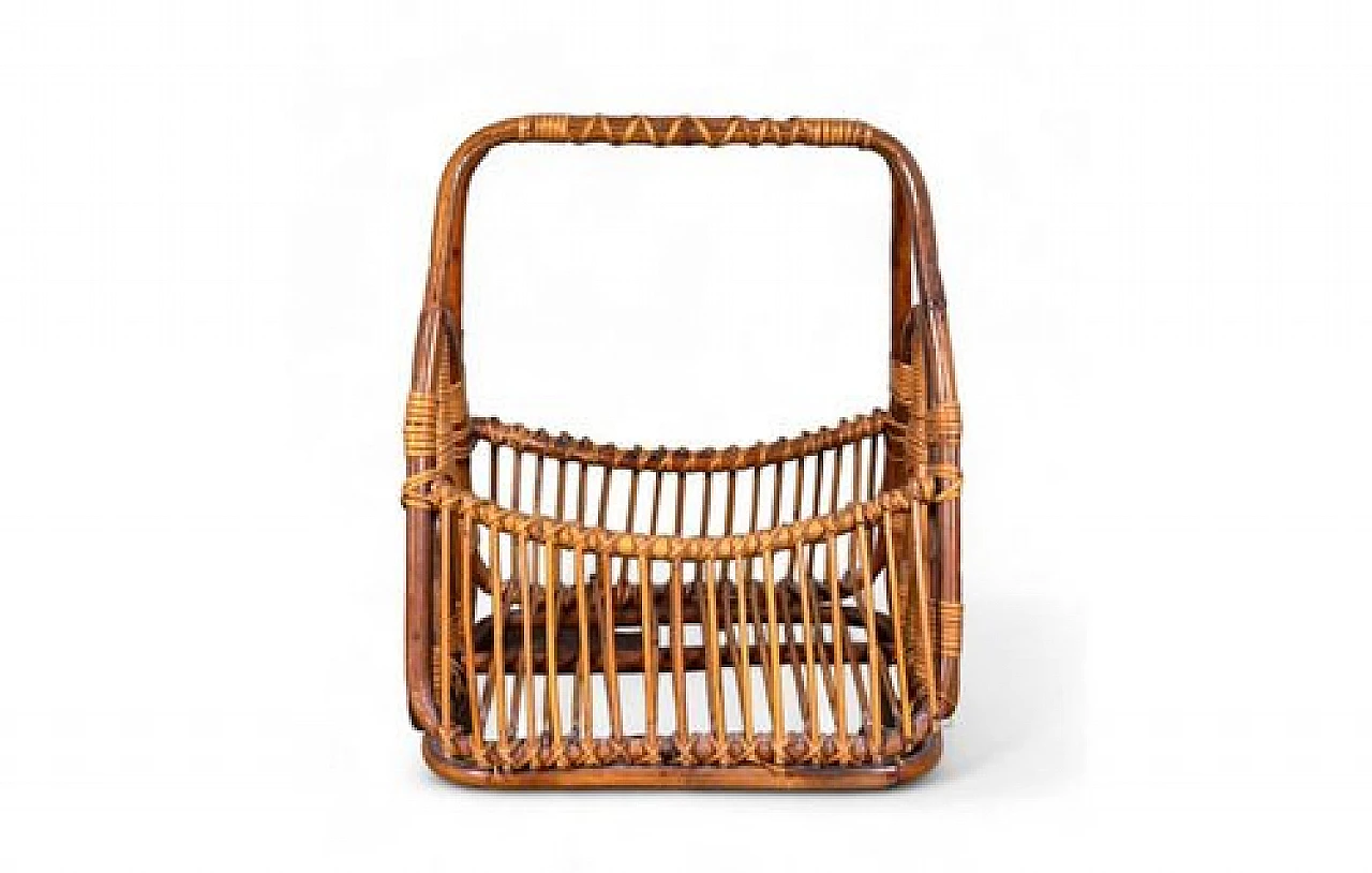 Wicker basket-shaped magazine rack, 1950s 1