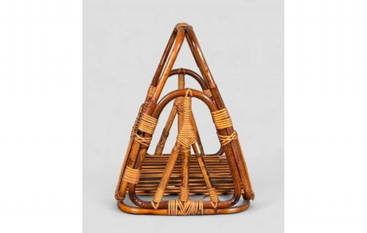 Wicker basket-shaped magazine rack, 1950s 4