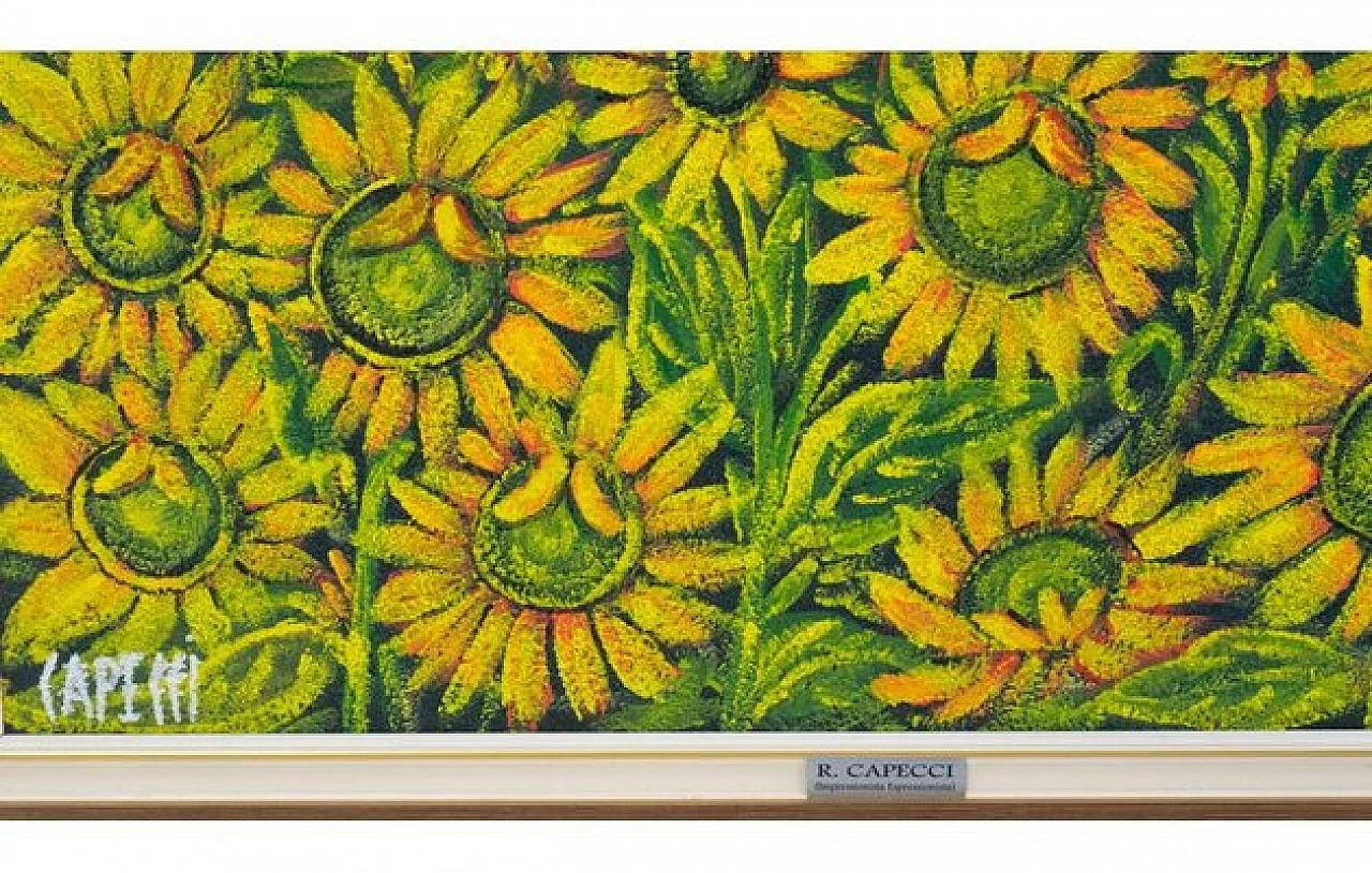 Renzo Capecci, Campo di girasoli, affresco ad olio, anni '90 3