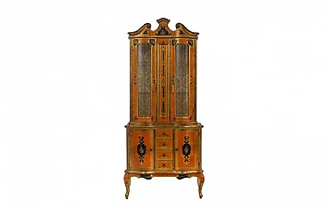 Hand-painted and gilded showcase in wood with 2 doors, 1960s