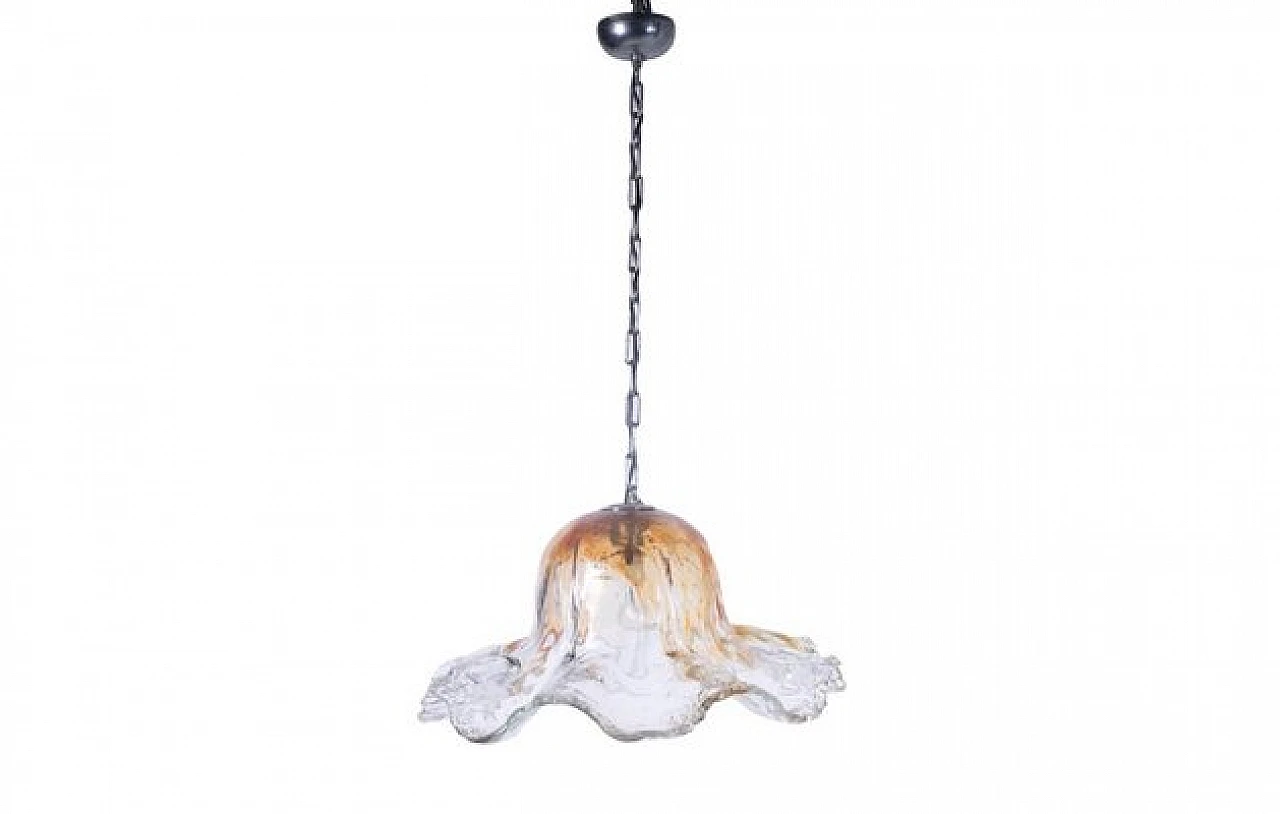 Transparent & orange Murano glass chandelier, 1990s 1