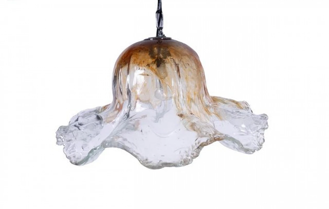 Transparent & orange Murano glass chandelier, 1990s 2