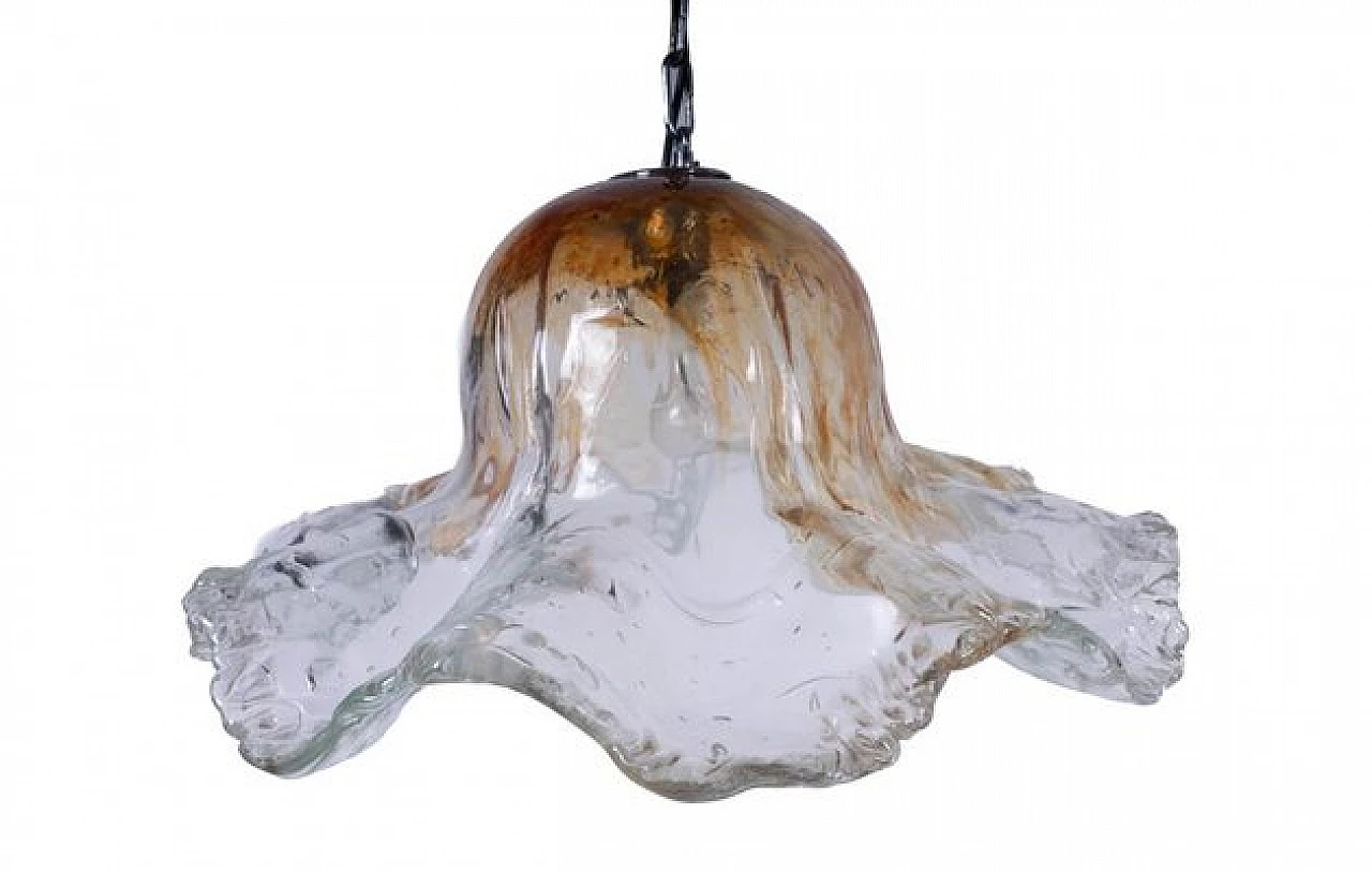 Transparent & orange Murano glass chandelier, 1990s 3