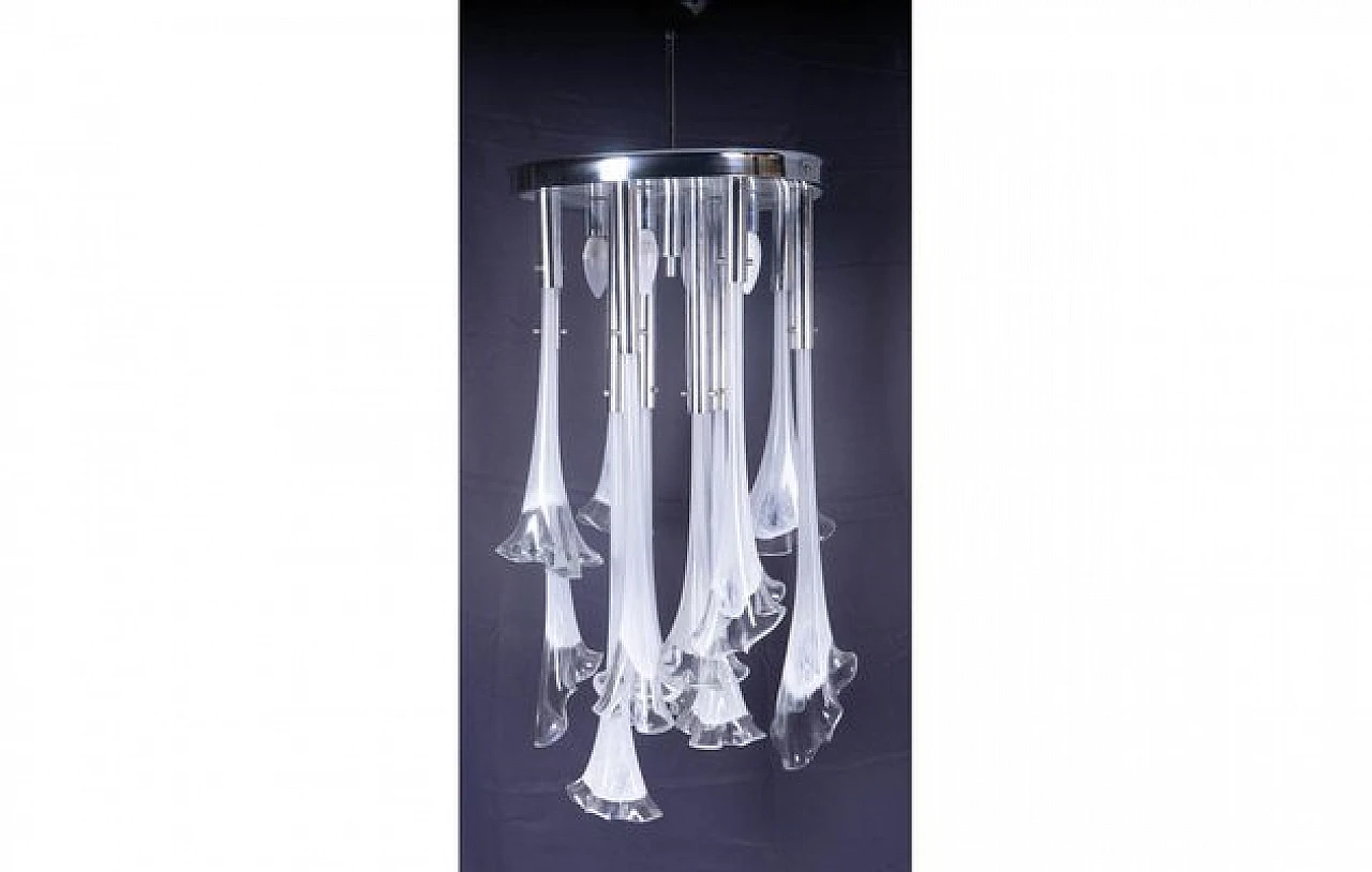 Calla ceiling lamp in Murano glass by Venini, 1960s 1