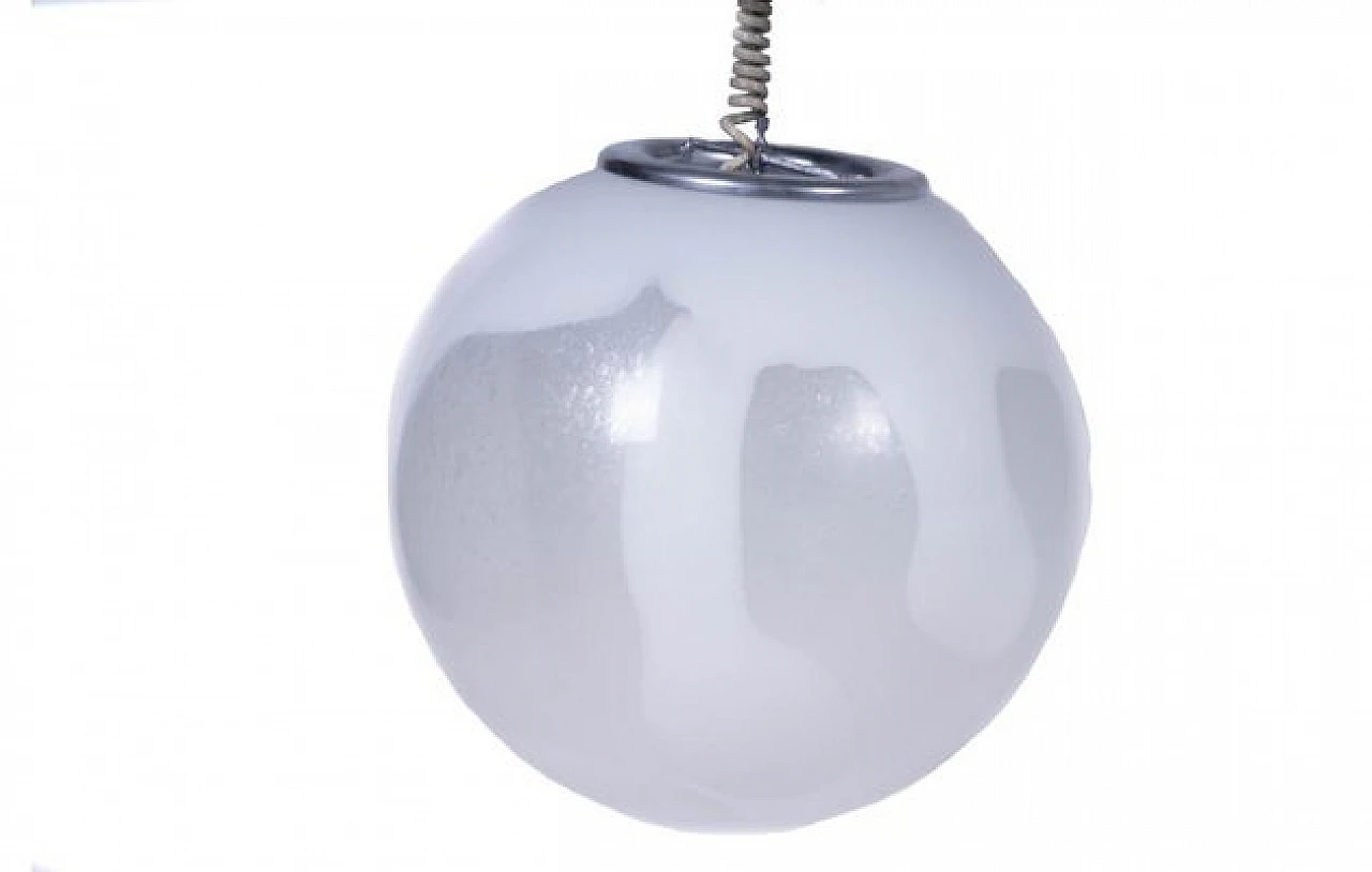 Ceiling lamp in chromed metal & Murano glass sphere, 1990s 2