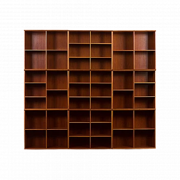 Libreria modulare in mogano nello stile di Mogens Koch, anni '70