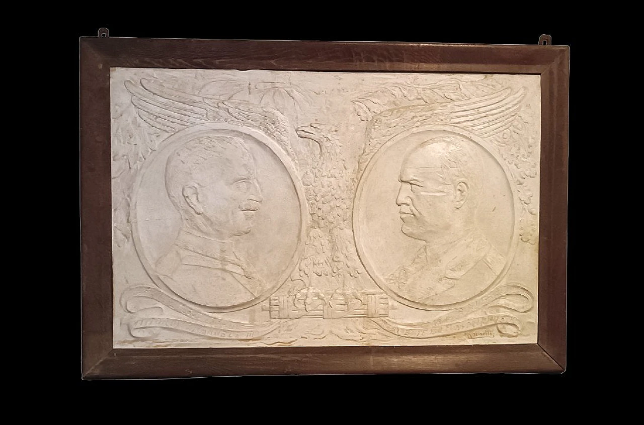 Plaster bas-relief of Victor Emmanuel III and Mussolini, 1920s 1