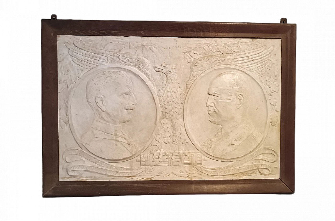 Plaster bas-relief of Victor Emmanuel III and Mussolini, 1920s 2