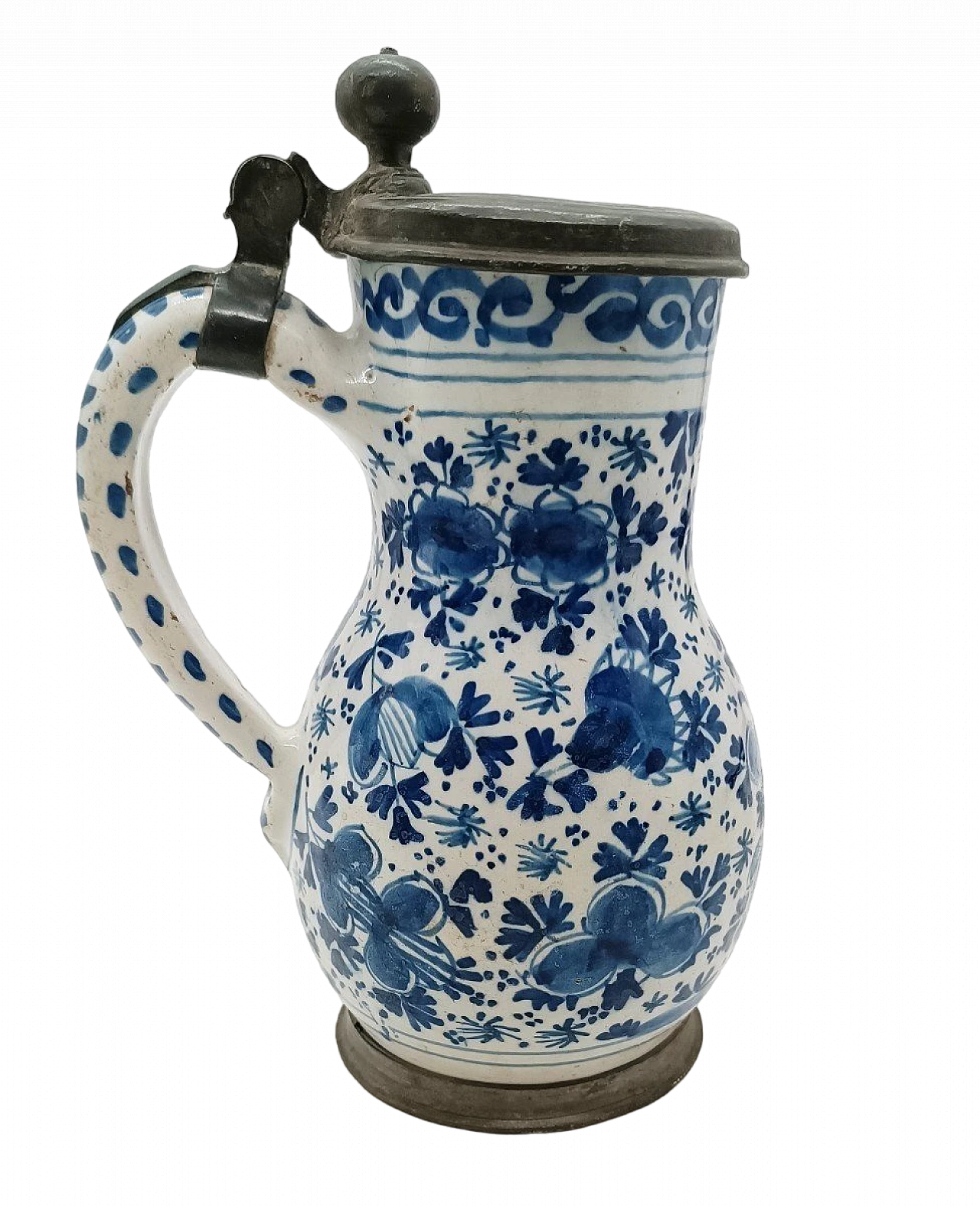 Blue and white Delft ceramic beer mug, 1733 2