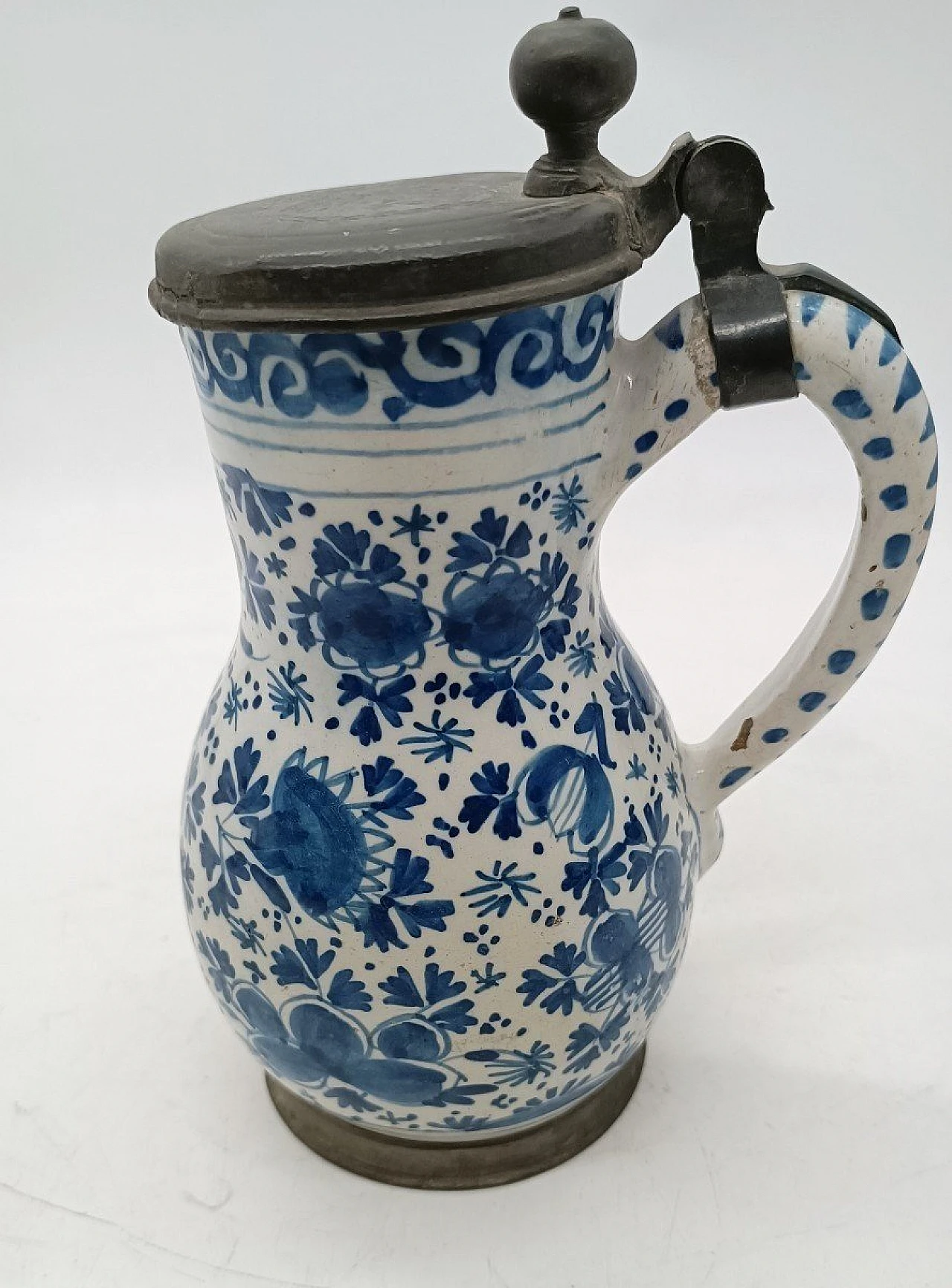 Blue and white Delft ceramic beer mug, 1733 6