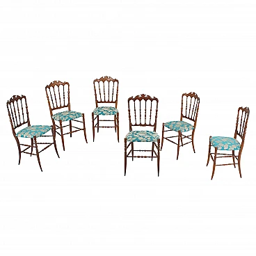 6 Chiavari chairs attributed to Descalzi for F.lli Levaggi, 1950s