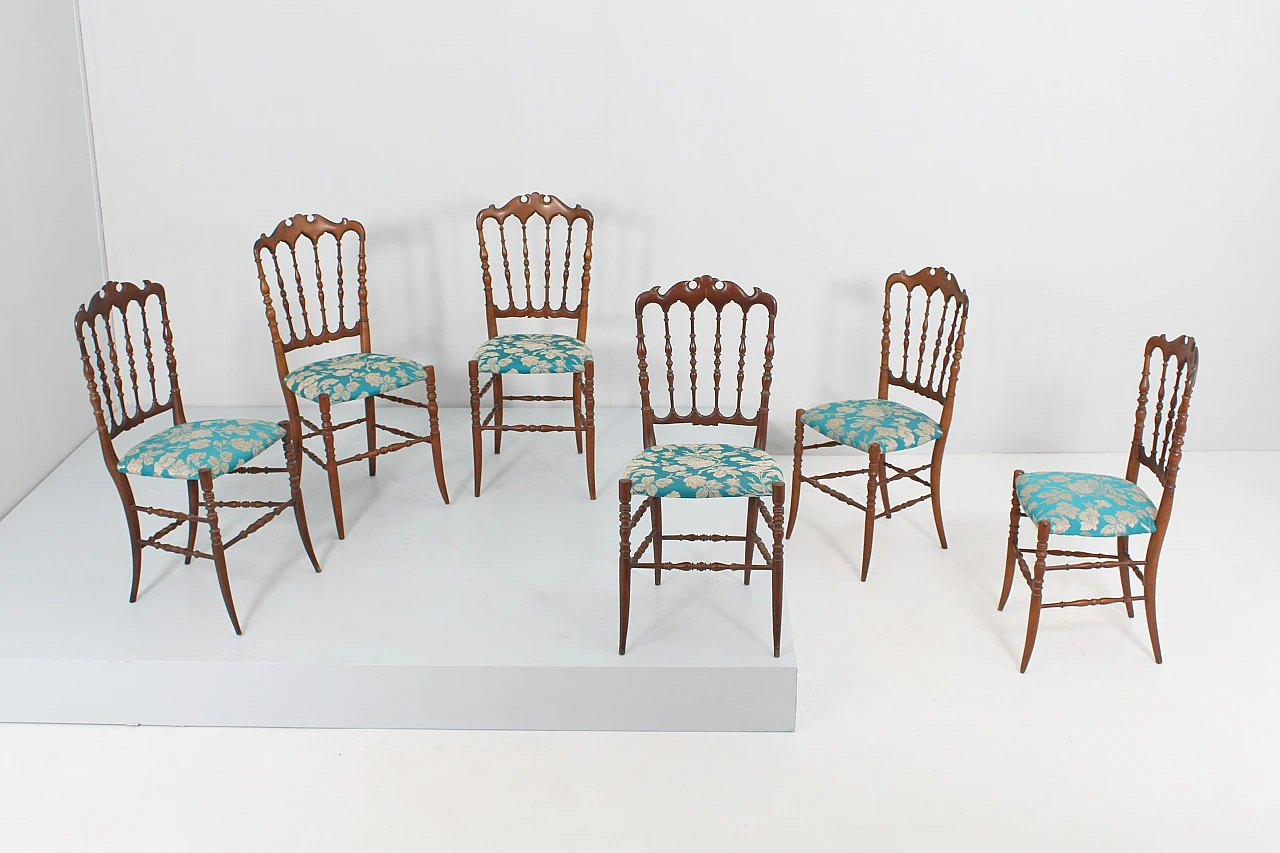 6 Chiavari chairs attributed to Descalzi for F.lli Levaggi, 1950s 2