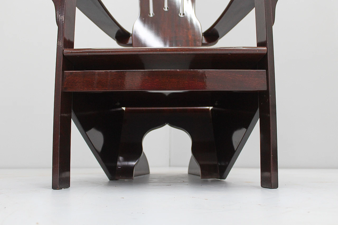 Mid-Century Gino Levi Montalcini Rationalist Naval Wooden Armchair, Italy 70s 12