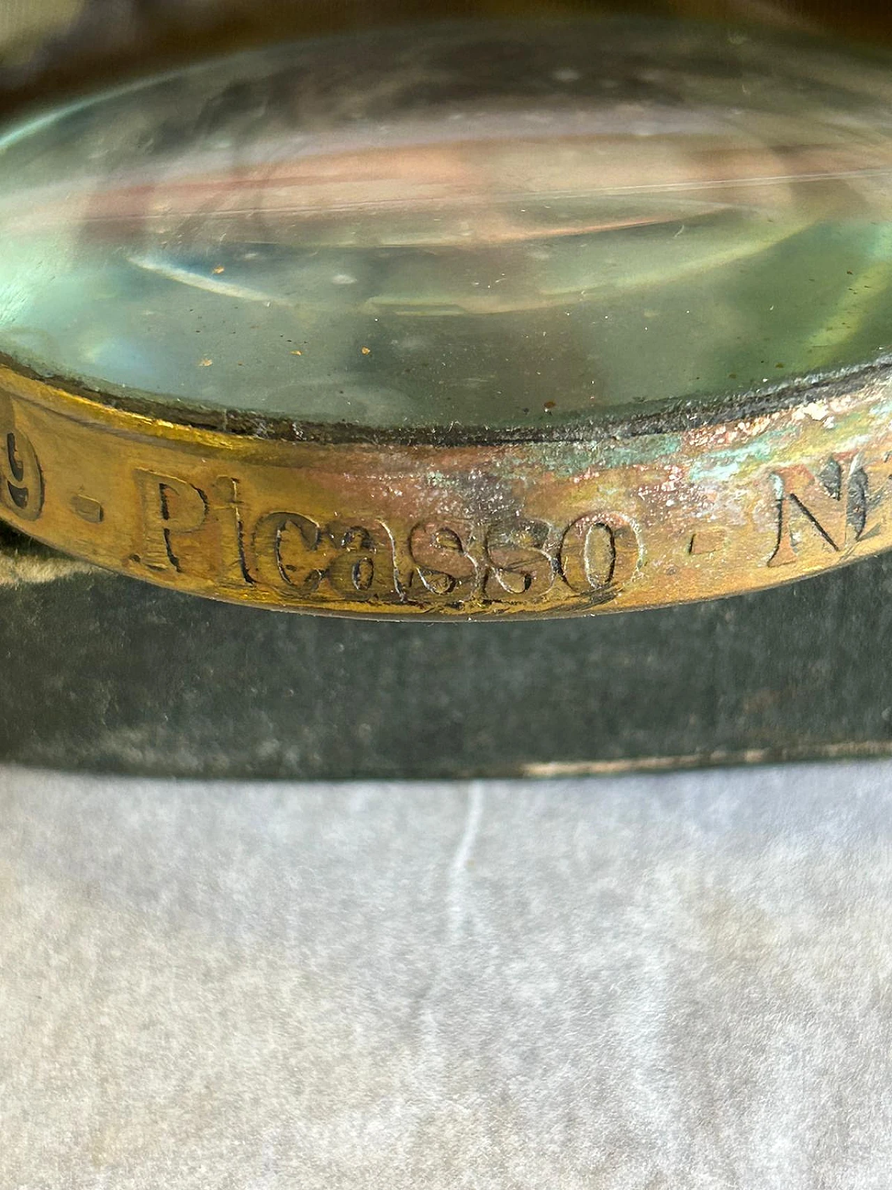 Coppia di lenti in vetro e bronzo di Tiffany, anni '30 7