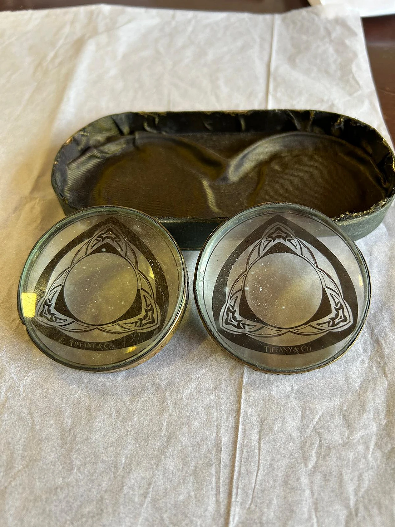 Pair of glass and bronze lenses by Tiffany, 1930s 10