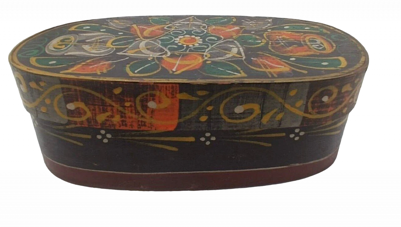 Tyrolese painted bent beech and spruce box, late 19th century 2