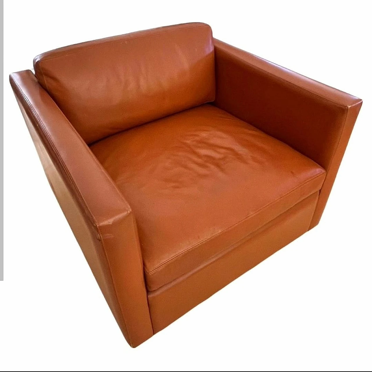 Cognac leather armchair by Charles Pfister for Knoll, 1970s 3