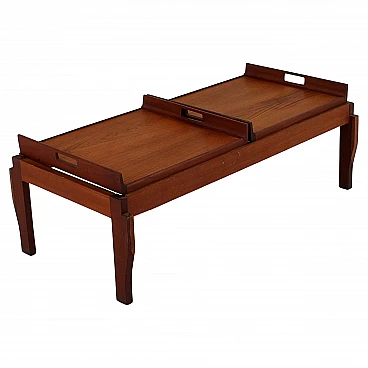 Teak coffee table with removable trays, 1960s