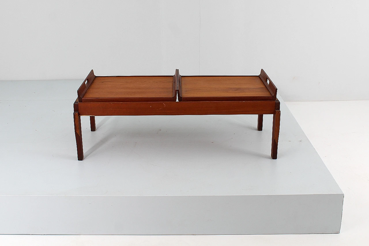 Teak coffee table with removable trays, 1960s 2