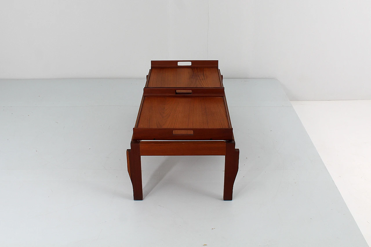 Teak coffee table with removable trays, 1960s 7