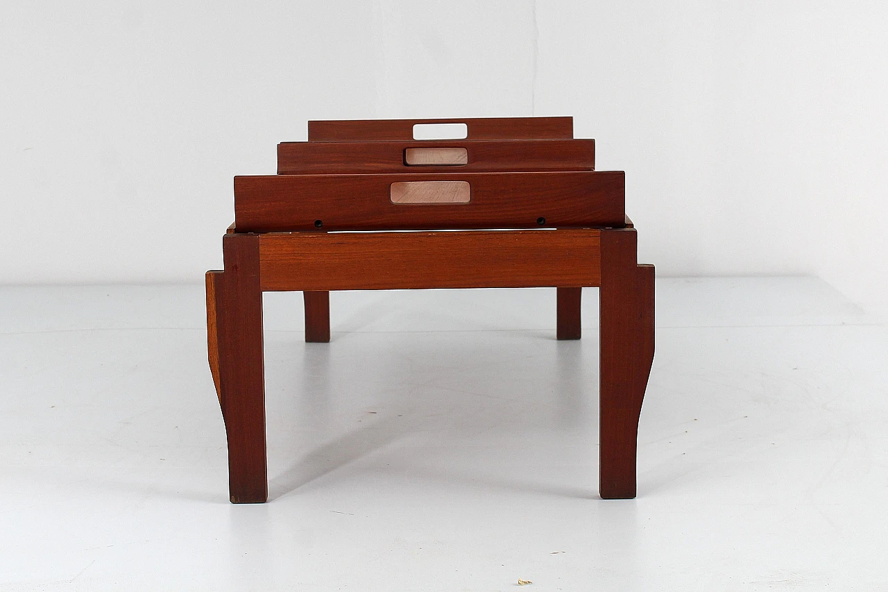 Teak coffee table with removable trays, 1960s 8