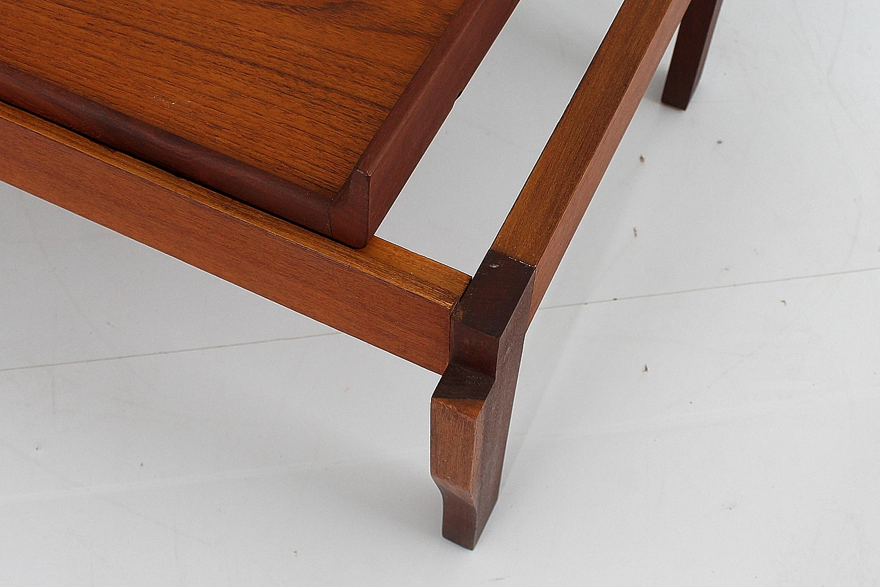 Teak coffee table with removable trays, 1960s 11