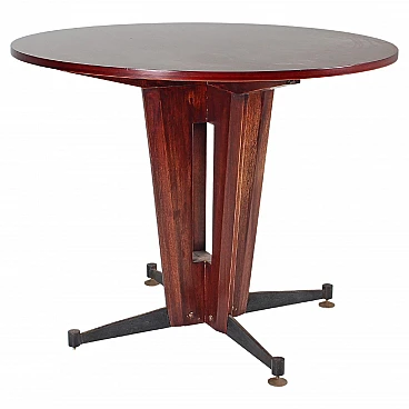 Round wood and metal table, 1960s