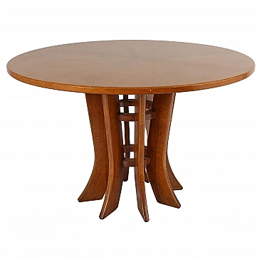 Round wooden table in the style of A. Mangiarotti, 1970s