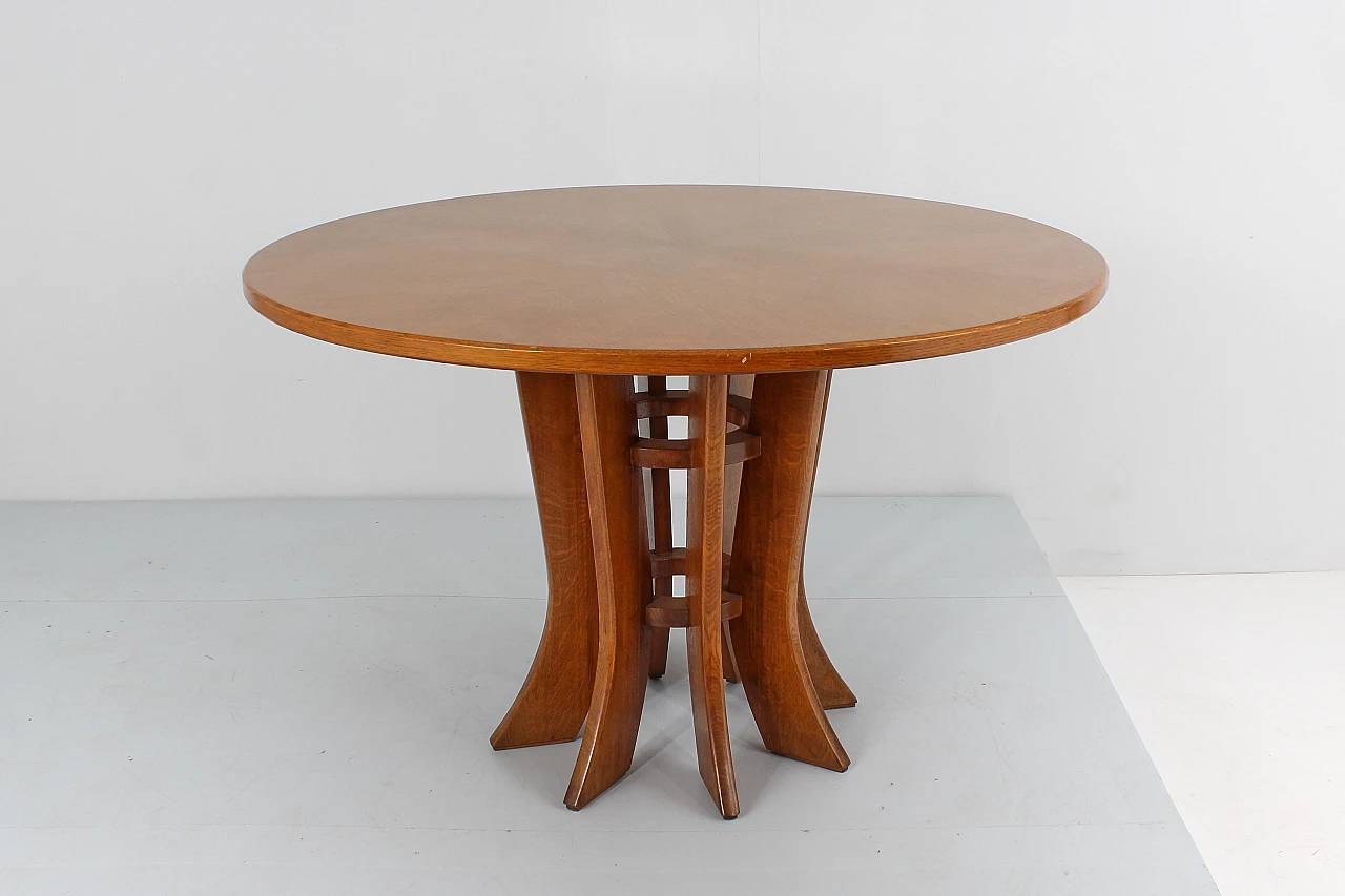 Round wooden table in the style of A. Mangiarotti, 1970s 2