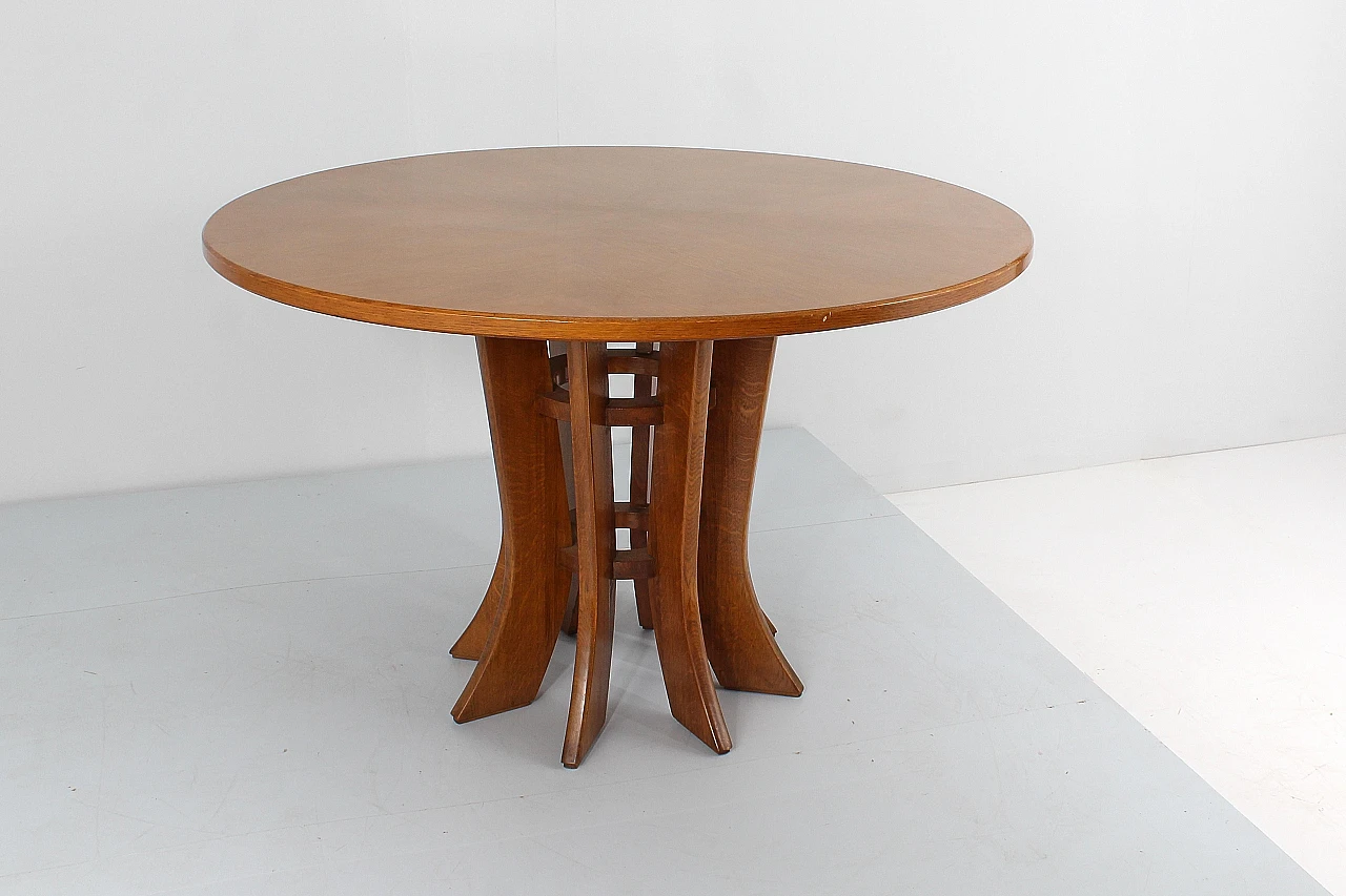 Round wooden table in the style of A. Mangiarotti, 1970s 3