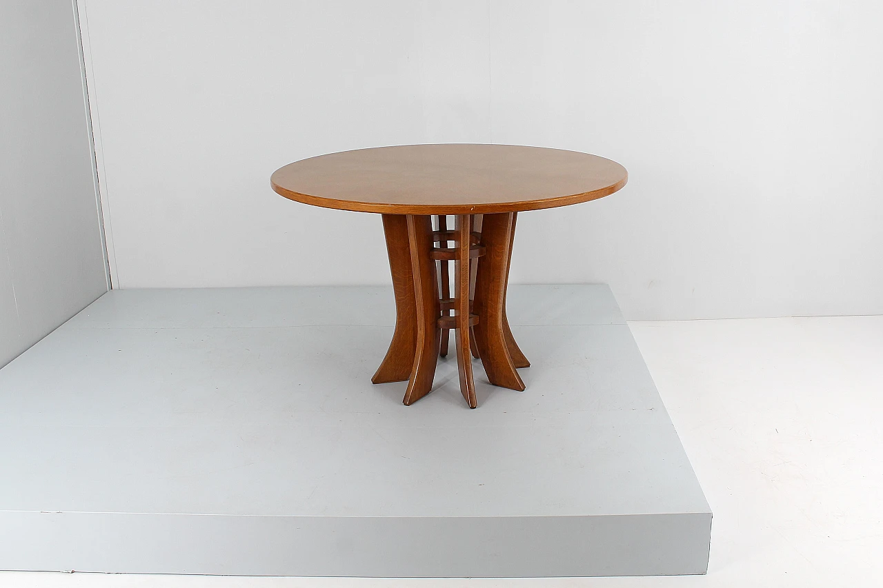 Round wooden table in the style of A. Mangiarotti, 1970s 4