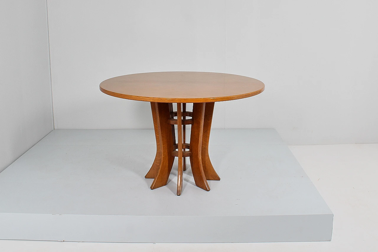 Round wooden table in the style of A. Mangiarotti, 1970s 5