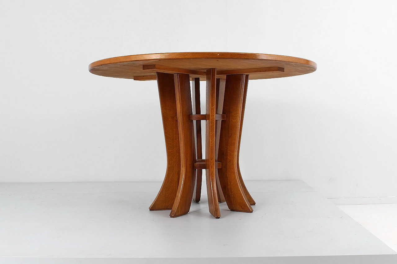 Round wooden table in the style of A. Mangiarotti, 1970s 7