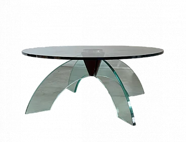 Round tempered glass coffee table, 1970s