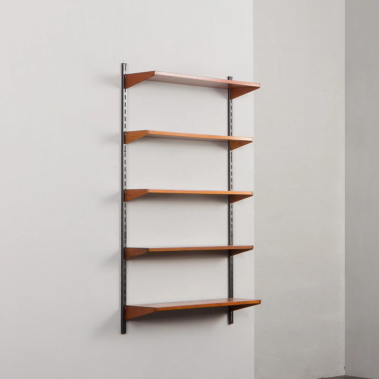 Teak and metal bookcase by K. Kristiansen for FM Møbler, 1960s 1