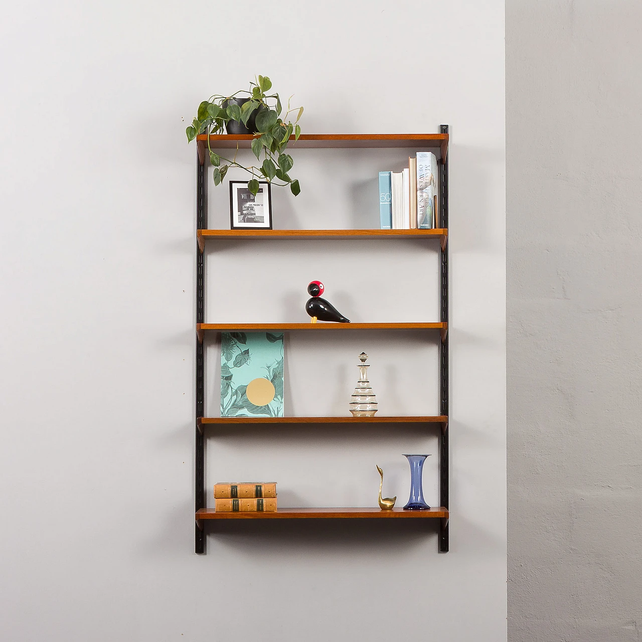 Teak and metal bookcase by K. Kristiansen for FM Møbler, 1960s 3