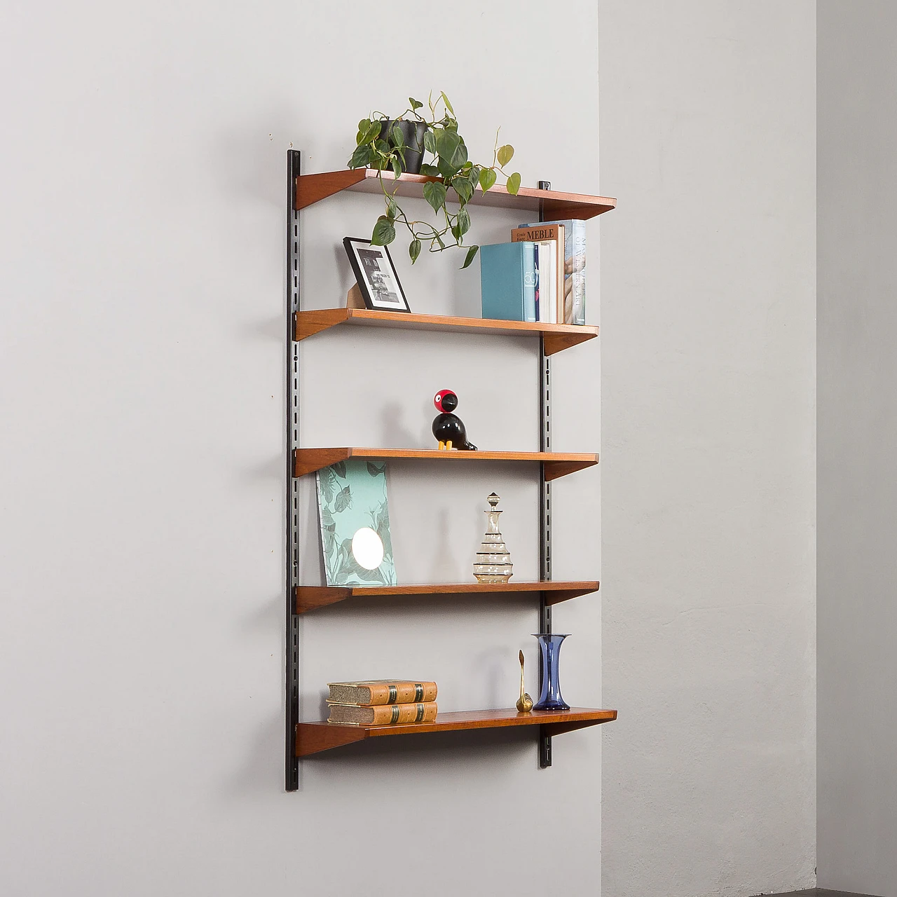 Teak and metal bookcase by K. Kristiansen for FM Møbler, 1960s 4